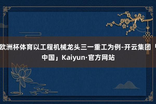 欧洲杯体育以工程机械龙头三一重工为例-开云集团「中国」Kaiyun·官方网站