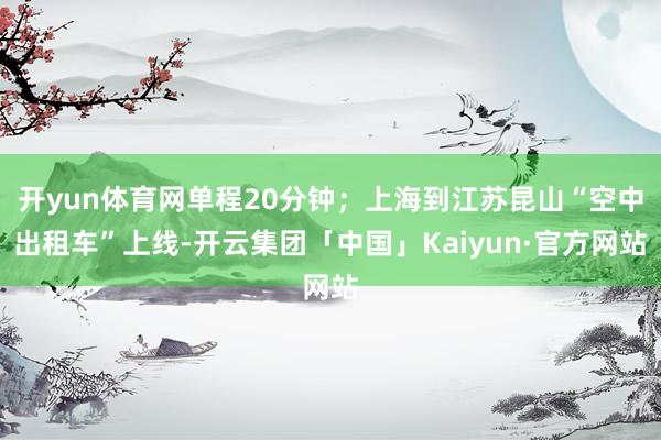 开yun体育网单程20分钟；上海到江苏昆山“空中出租车”上线-开云集团「中国」Kaiyun·官方网站